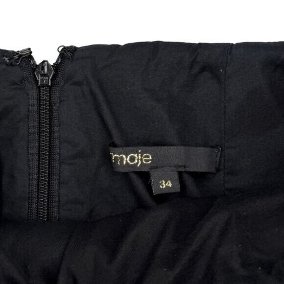 Maje Wool Lambskin Leather Trim Plaid Mini Skirt Size XS - Picture 5 of 7